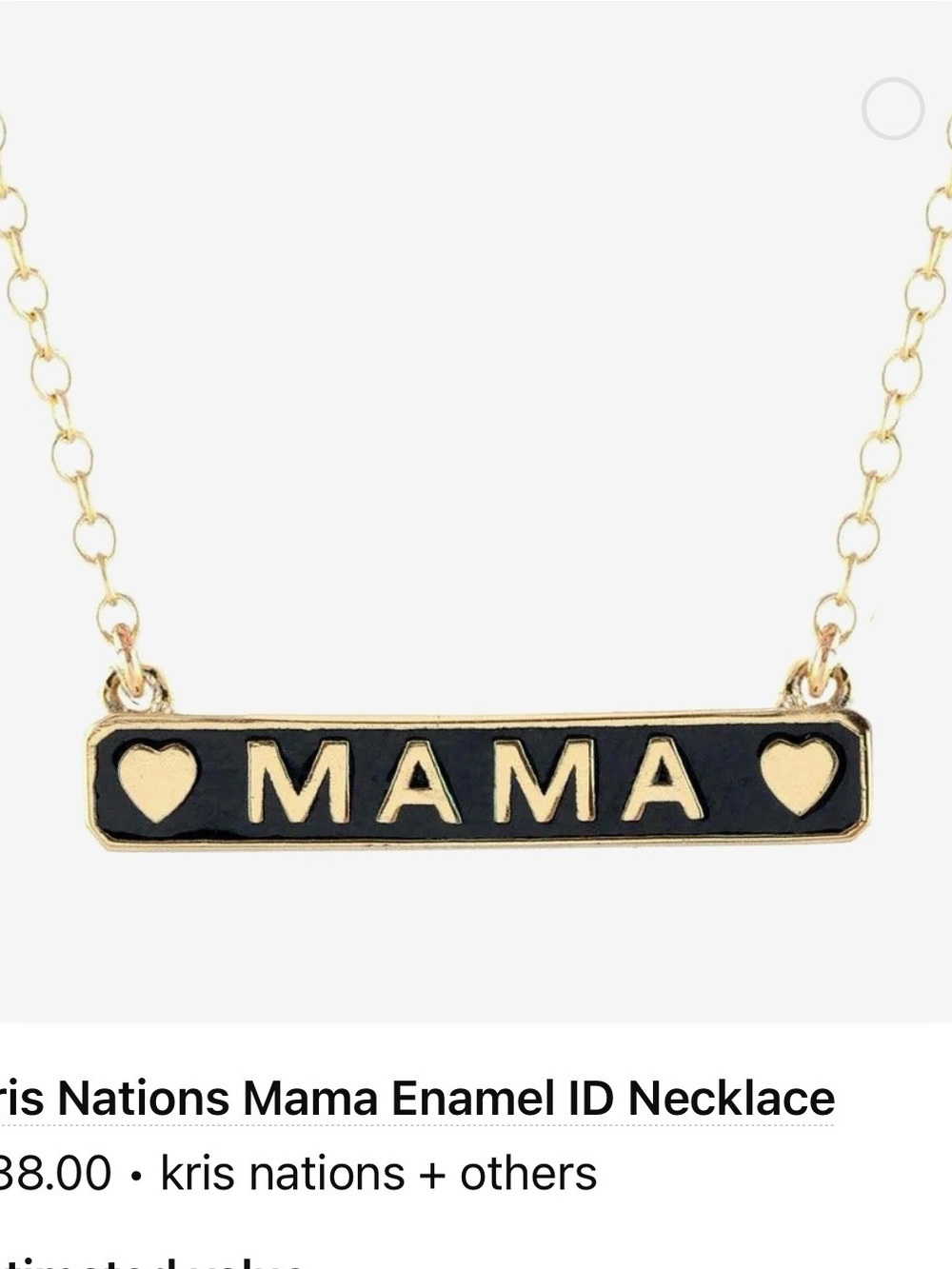 MAMA Enamel Bar Necklace in Black and Gold